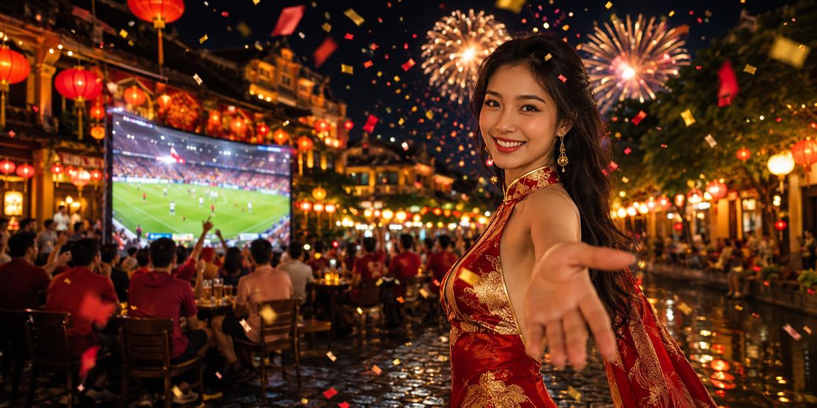 Người chơi cá cược bóng đá trong không gian Hội An